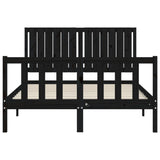 Cadre de lit sans matelas noir 140x190 cm bois de pin massif