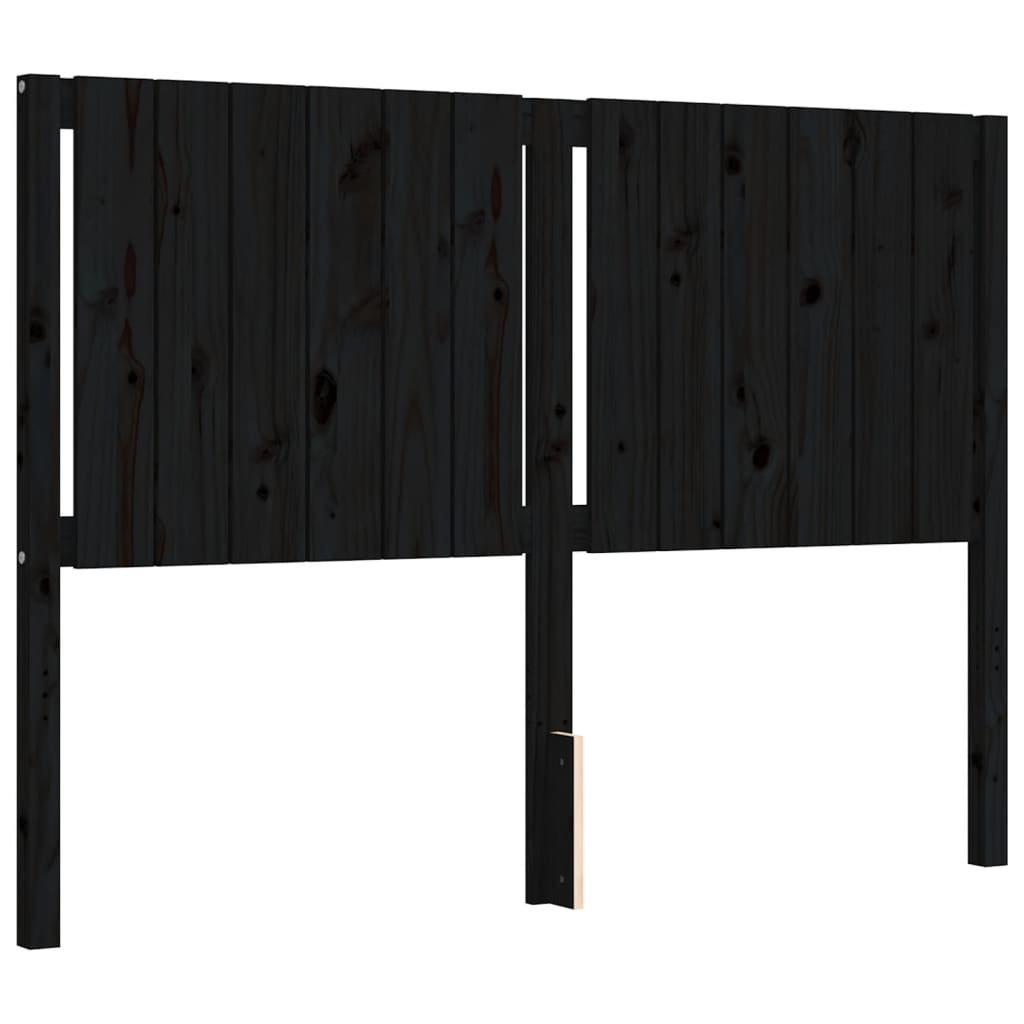 Cadre de lit sans matelas noir 140x190 cm bois de pin massif