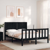 Cadre de lit sans matelas noir 140x190 cm bois de pin massif