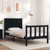 Cadre de lit sans matelas noir 90x200 cm bois de pin massif