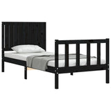 Cadre de lit sans matelas noir 90x200 cm bois de pin massif