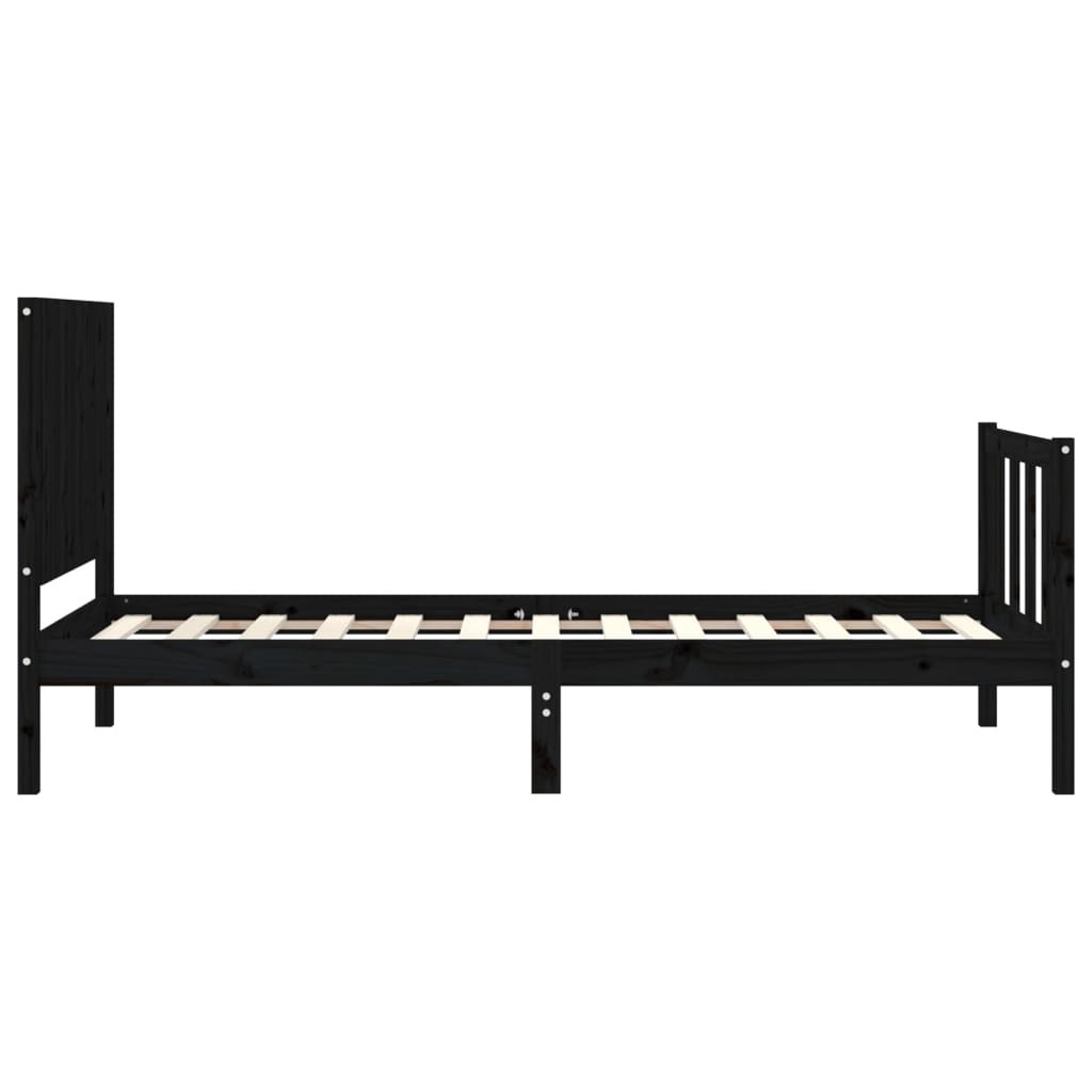 Cadre de lit sans matelas noir 90x200 cm bois de pin massif