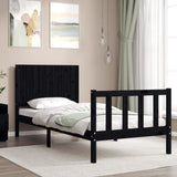 Cadre de lit sans matelas noir 90x200 cm bois de pin massif