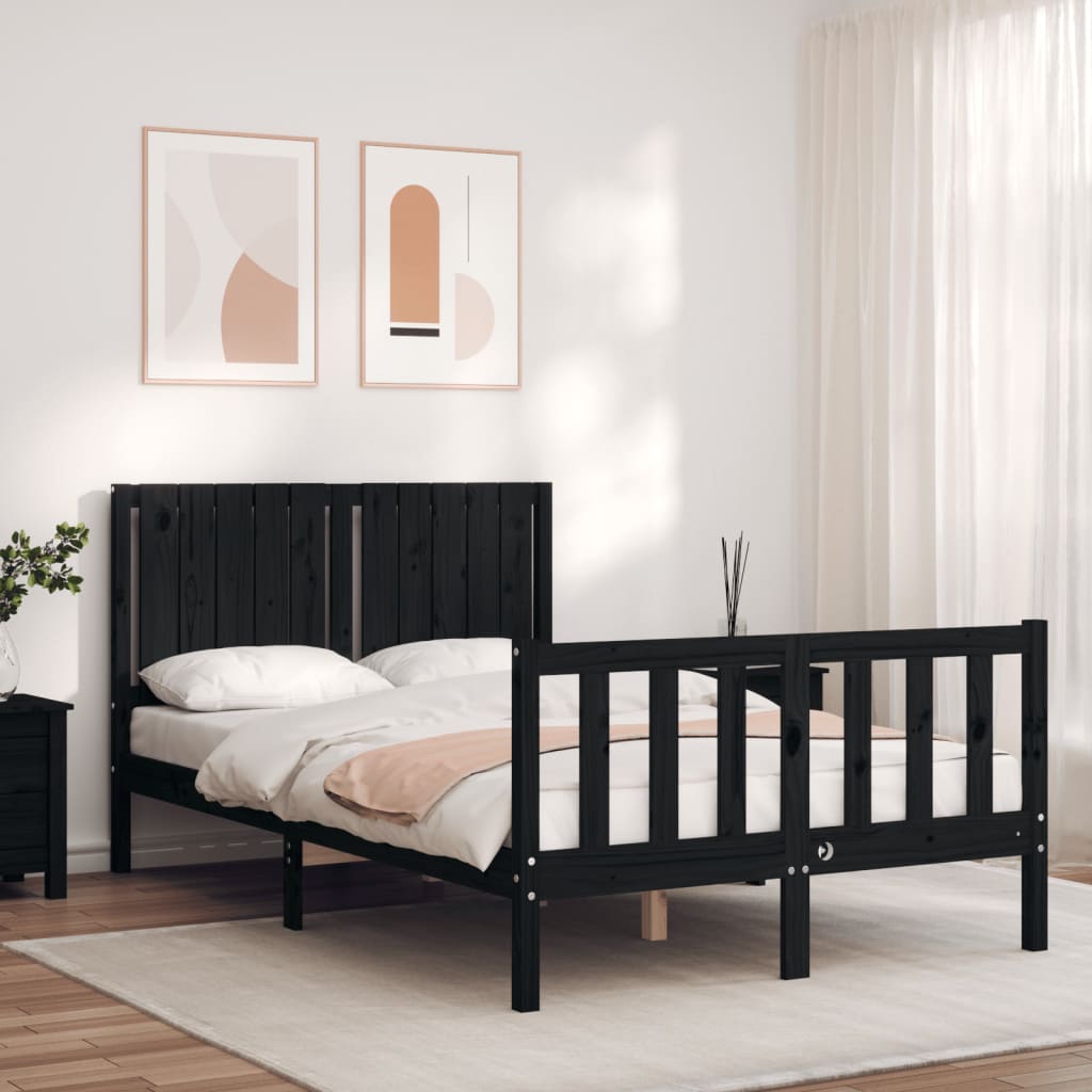 Cadre de lit sans matelas noir 120x200 cm bois de pin massif