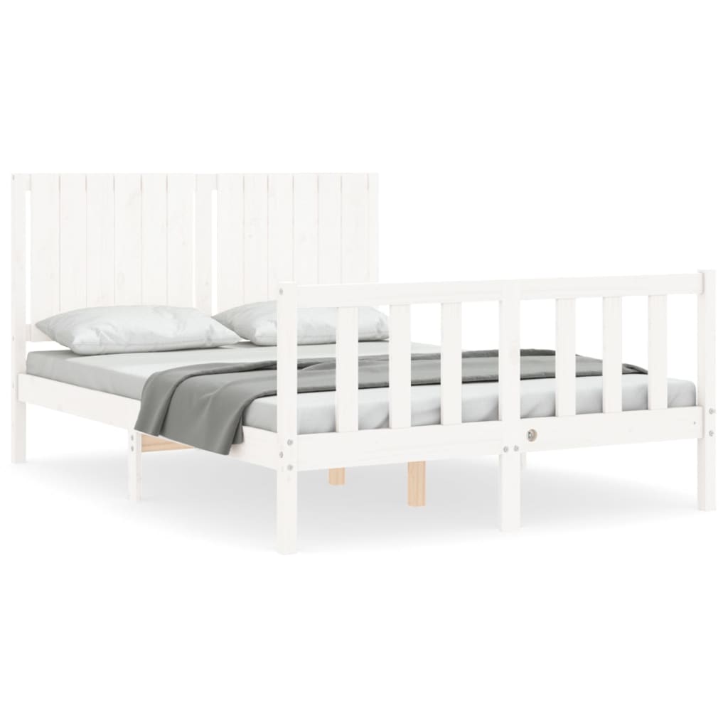 Cadre de lit sans matelas blanc 140x200 cm bois de pin massif