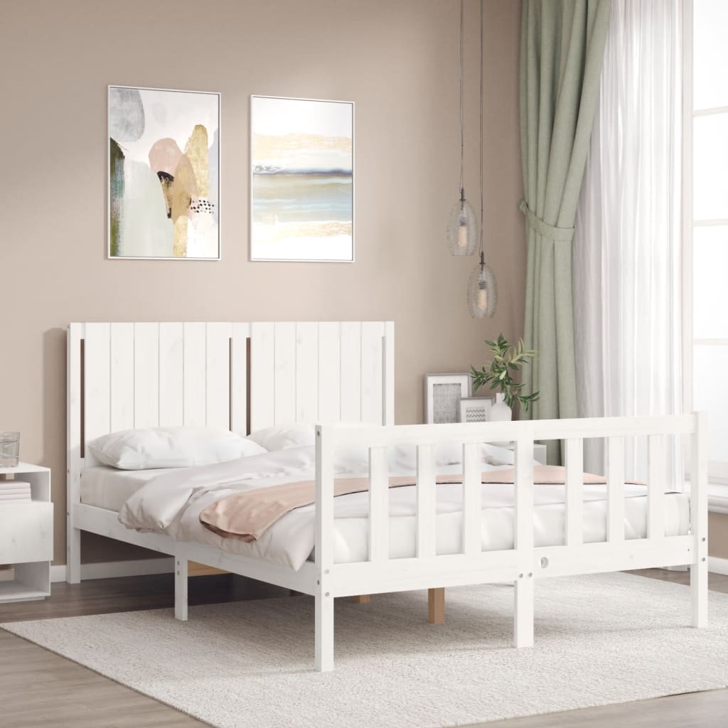 Cadre de lit sans matelas blanc 140x200 cm bois de pin massif