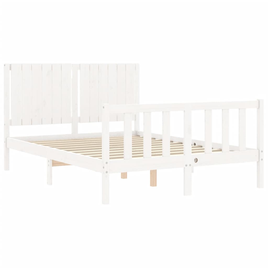 Cadre de lit sans matelas blanc 140x200 cm bois de pin massif