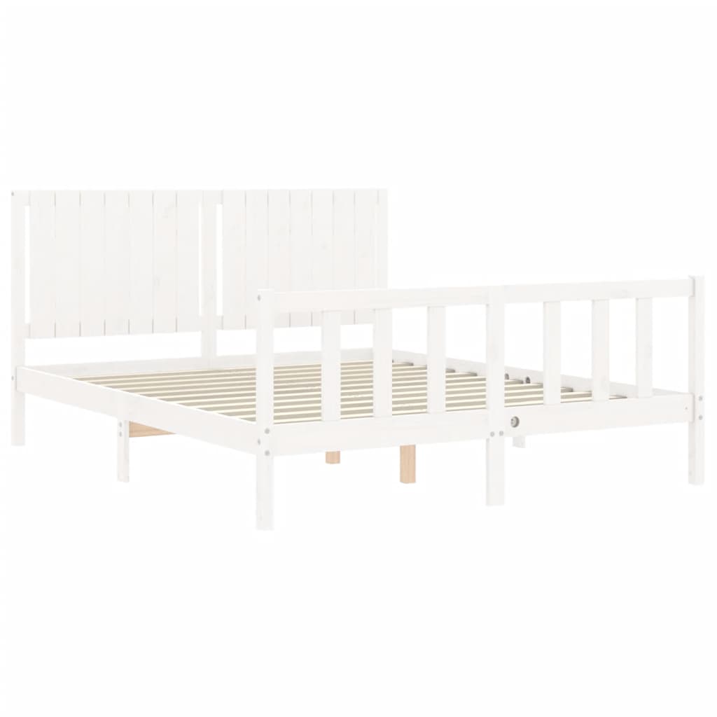 Cadre de lit sans matelas blanc bois de pin massif