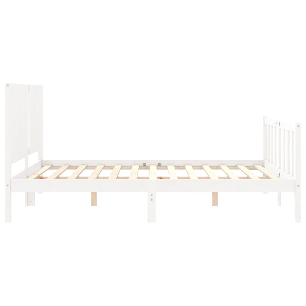 Cadre de lit sans matelas blanc bois de pin massif