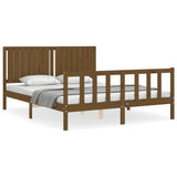 Cadre de lit sans matelas marron miel bois massif