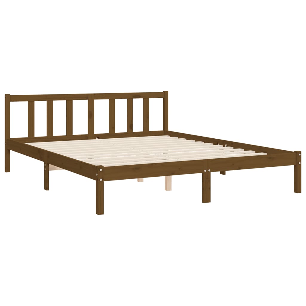 Cadre de lit sans matelas marron miel bois massif