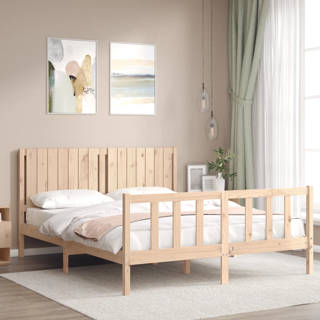 Bed frame without mattress 160x200 cm solid pine wood