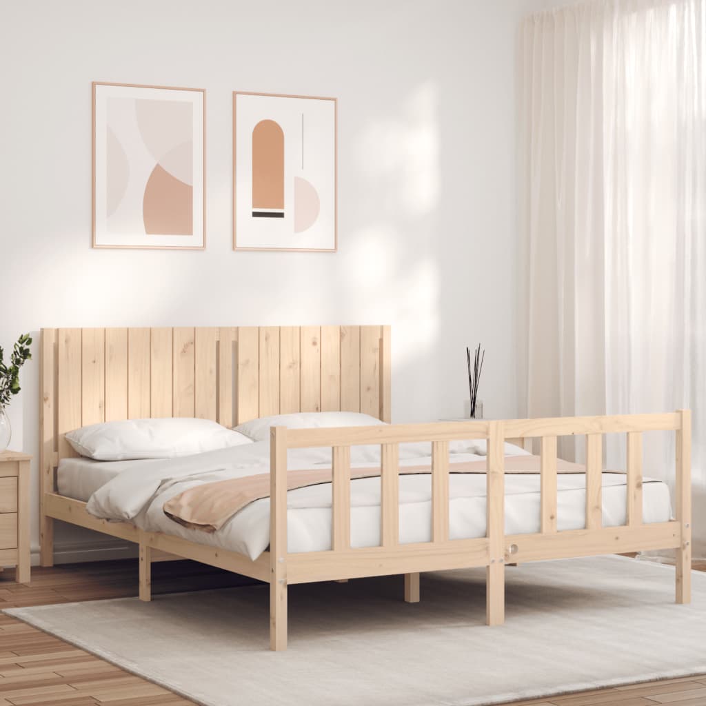 Bed frame without mattress 160x200 cm solid pine wood