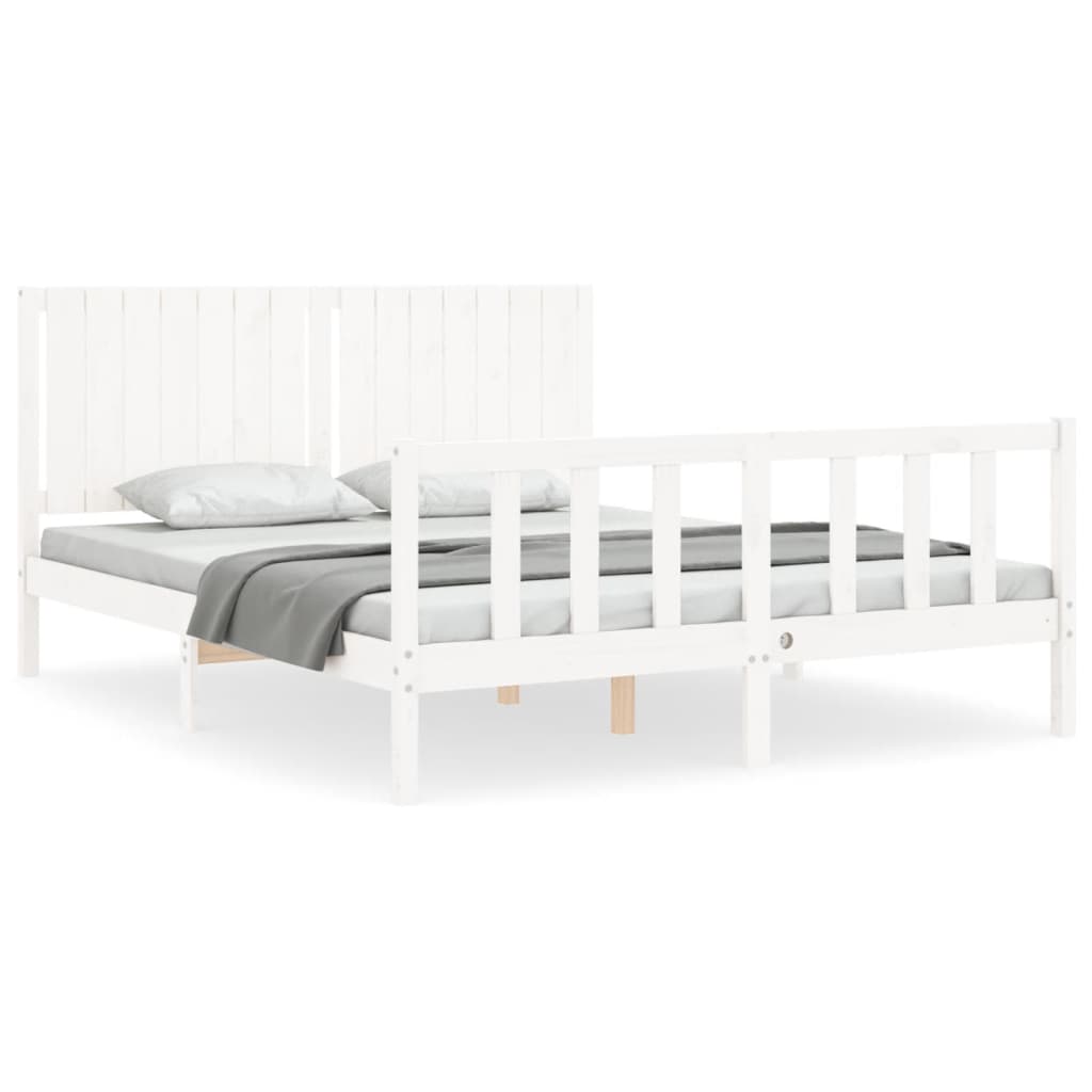 Cadre de lit sans matelas blanc 160x200 cm bois de pin massif