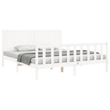 Cadre de lit sans matelas blanc bois massif de pin