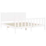 Cadre de lit sans matelas blanc bois massif de pin