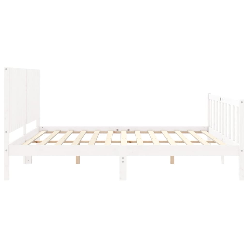 Cadre de lit sans matelas blanc bois massif de pin