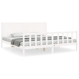 Cadre de lit sans matelas blanc 200x200 cm bois massif de pin