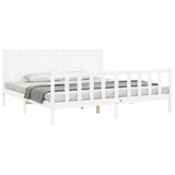 Cadre de lit sans matelas blanc 200x200 cm bois massif de pin