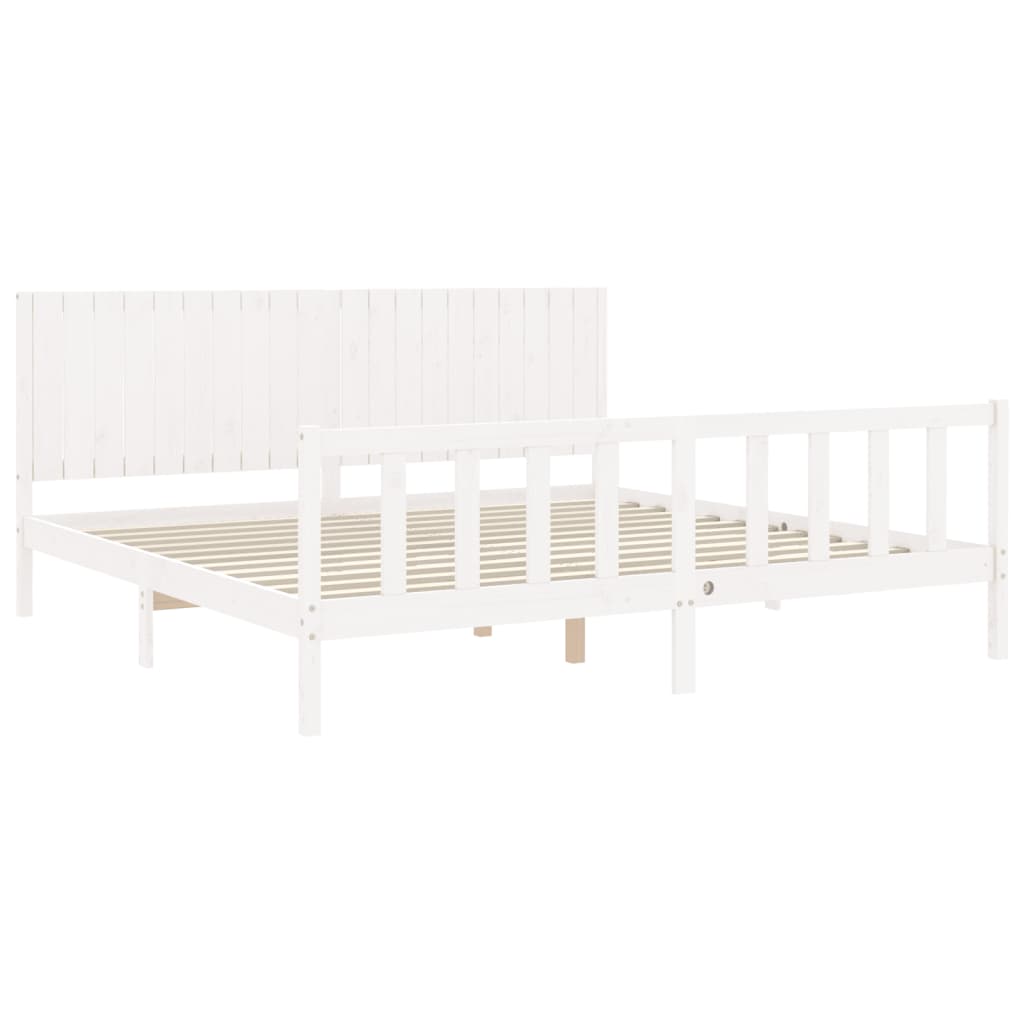 Cadre de lit sans matelas blanc 200x200 cm bois massif de pin