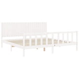 Cadre de lit sans matelas blanc 200x200 cm bois massif de pin