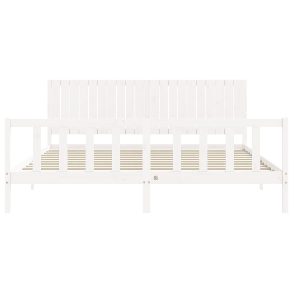 Cadre de lit sans matelas blanc 200x200 cm bois massif de pin