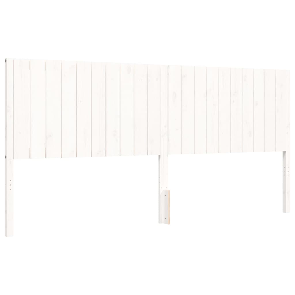 Cadre de lit sans matelas blanc 200x200 cm bois massif de pin