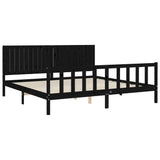 Cadre de lit sans matelas noir 200x200 cm bois massif de pin