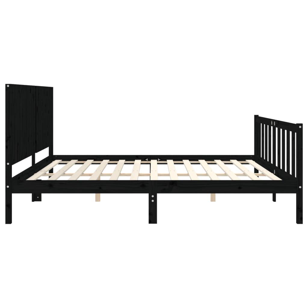 Cadre de lit sans matelas noir 200x200 cm bois massif de pin