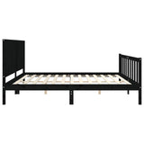 Cadre de lit sans matelas noir 200x200 cm bois massif de pin