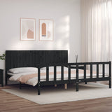 Cadre de lit sans matelas noir 200x200 cm bois massif de pin