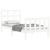 Cadre de lit sans matelas blanc bois de pin massif