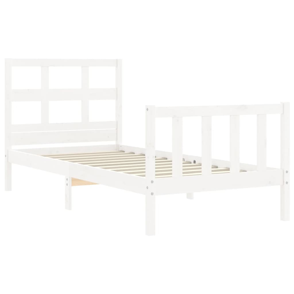 Cadre de lit sans matelas blanc bois de pin massif