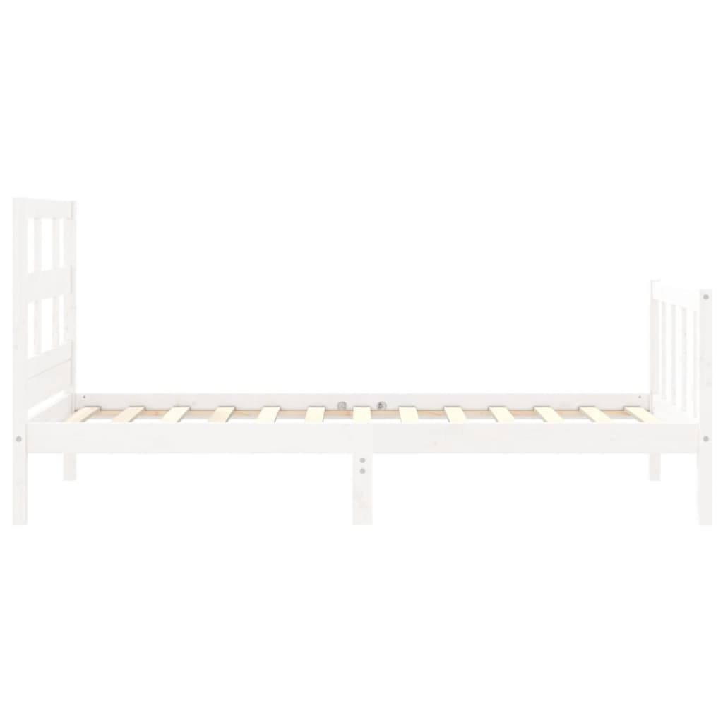 Cadre de lit sans matelas blanc bois de pin massif