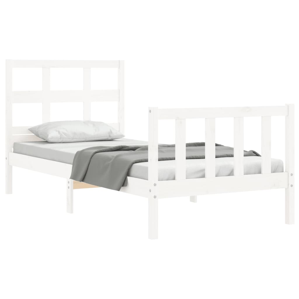 Bed frame without mattress white solid pine wood