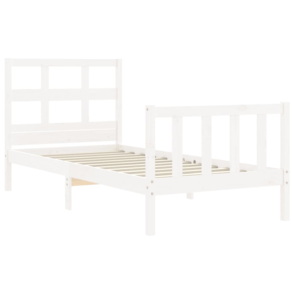 Bed frame without mattress white solid pine wood