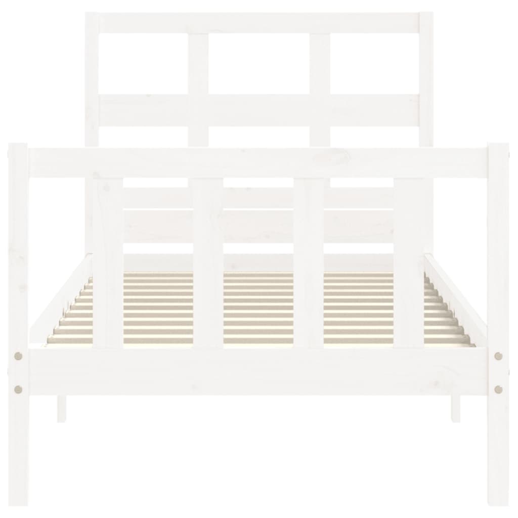 Bed frame without mattress white solid pine wood