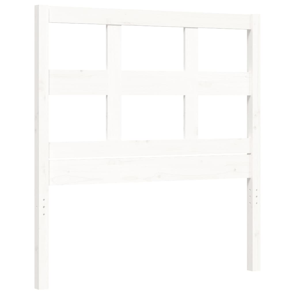 Bed frame without mattress white solid pine wood