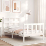 Bed frame without mattress white solid pine wood