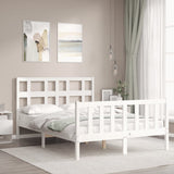 Bed frame without mattress white solid pine wood