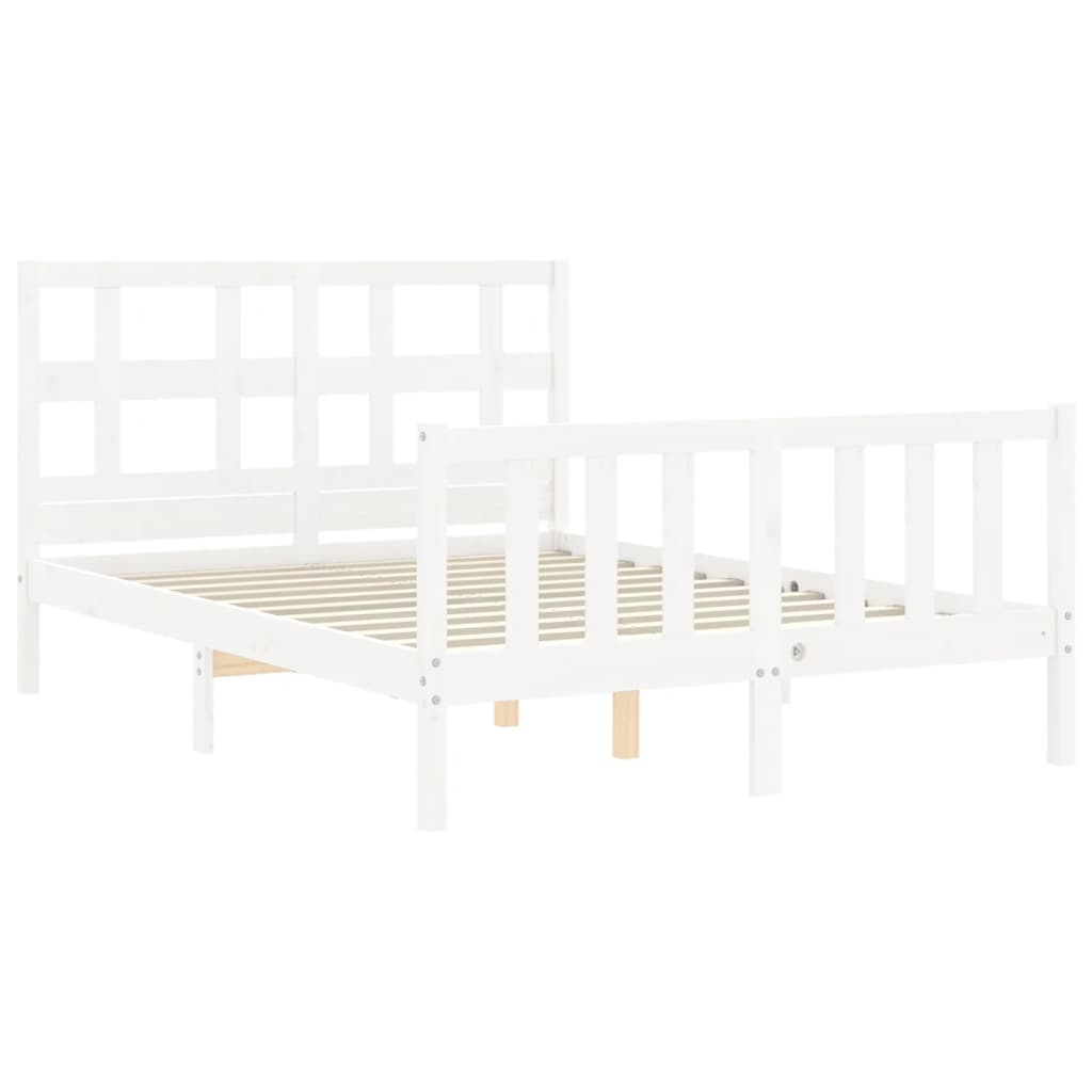 Bed frame without mattress white solid pine wood