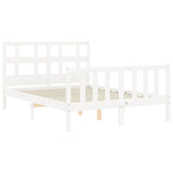 Bed frame without mattress white solid pine wood