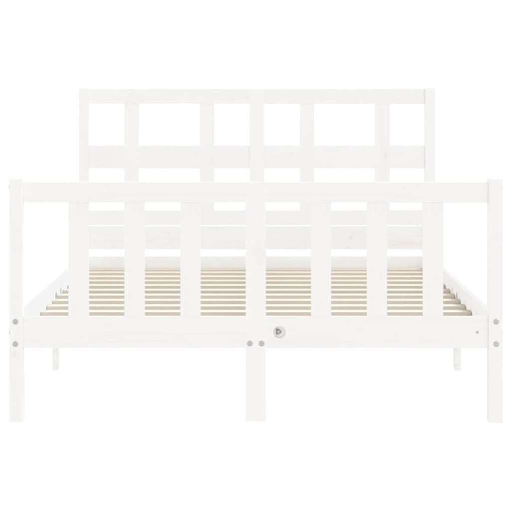 Bed frame without mattress white solid pine wood