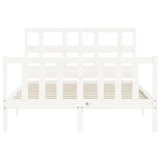 Bed frame without mattress white solid pine wood