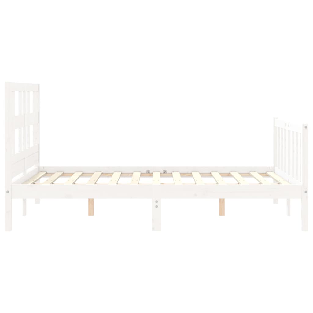 Bed frame without mattress white solid pine wood