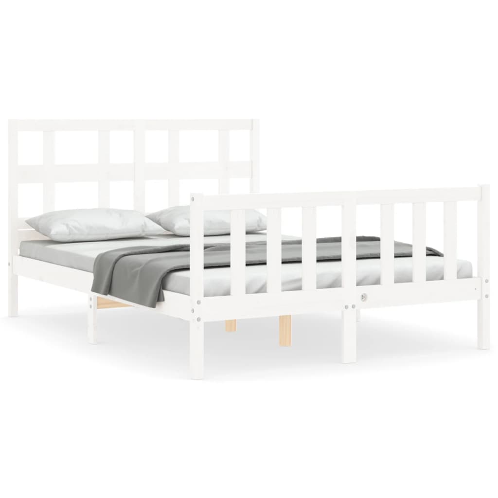 Bed frame without white mattress 140x190 cm solid pine wood