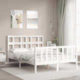 Bed frame without white mattress 140x190 cm solid pine wood