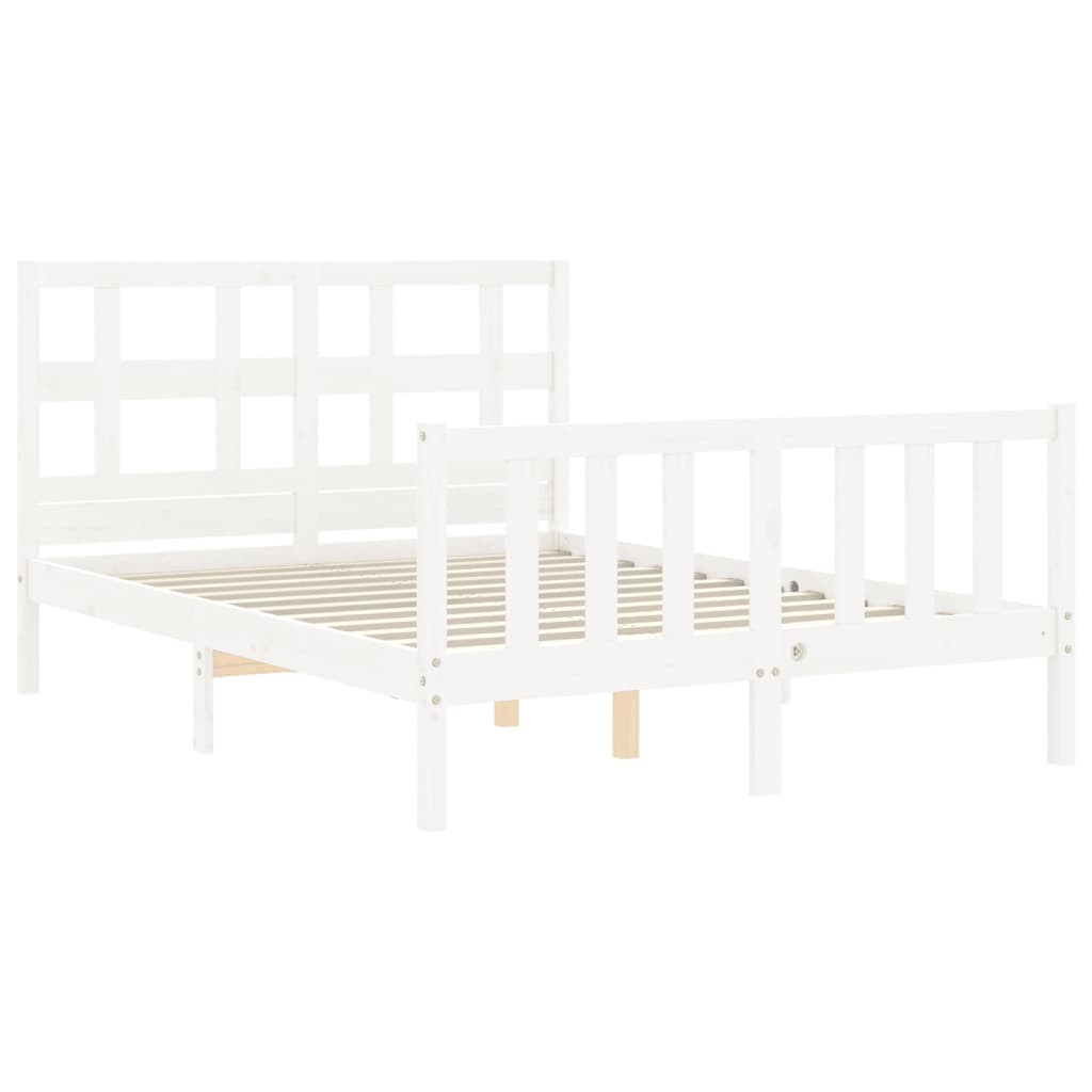 Bed frame without white mattress 140x190 cm solid pine wood