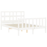 Bed frame without white mattress 140x190 cm solid pine wood