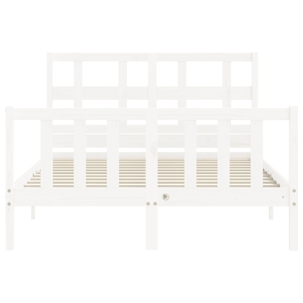 Bed frame without white mattress 140x190 cm solid pine wood